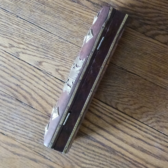 COFFIN Brass Wooden Trinket Hinged Incense Box Vintage Apothecary Style - Picture 6 of 11